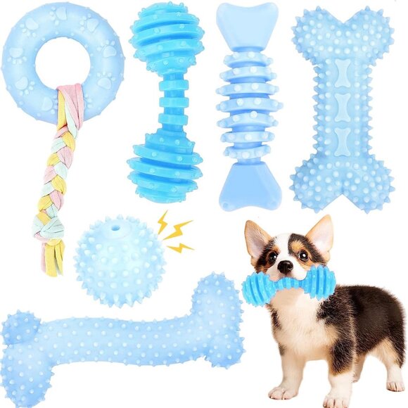 Other - Puppy Toys, 6 Pack Dog Chew Toys for Puppy, Cute Blue Small Dog Toys, Teething T